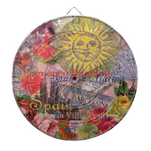 Vintage Spain Sunshine Travel Collage Retro Europe Dartboard