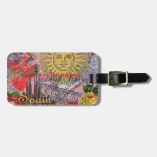 Vintage Spain Sunshine Travel Collage Retro Europe Luggage Tag