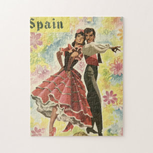Vintage Spain Travel Poster, Flamenco Dancers Jigsaw Puzzle
