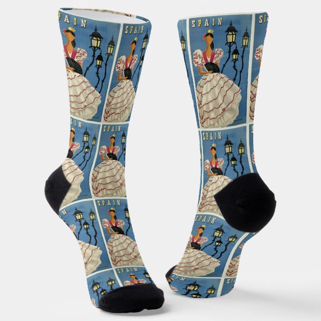 Vintage Spain Travel Socks (Angled)