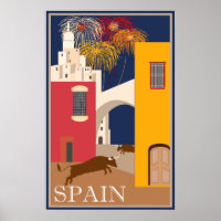 Vintage Spain Travel Tourism Poster