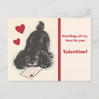 Vintage Spaniel Puppy Dog 1950's Valentine Postcard