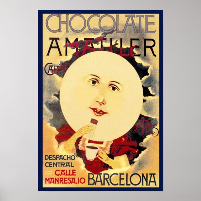 Vintage Spanish Chocolate Ad Poster (Front)
