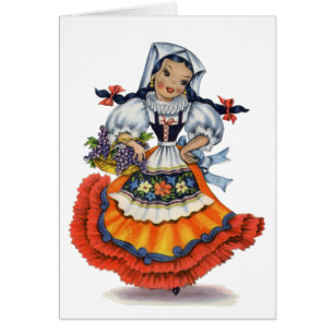 Vintage Spanish girl traditional dress
