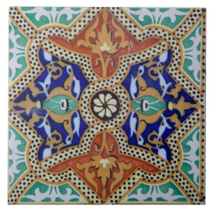 Vintage Spanish Mosaic Ceramic Tile
