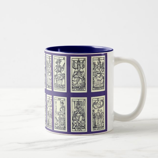 Vintage Spanish Tarot Cards Two-Tone Coffee Mug (Right)