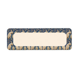 Vintage Spanish Tile Animal Rabbit Tortoise Blue Return Address Label