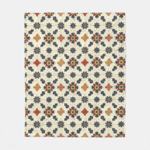 Vintage Spanish Tile Pattern Fleece Blanket