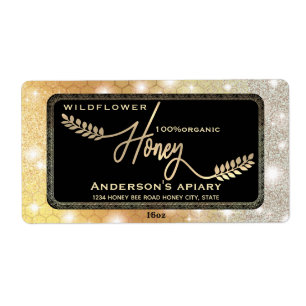 Vintage sparkle gold calligraphy honey branch