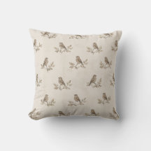 Vintage Sparrow Botanical Cushion Cover
