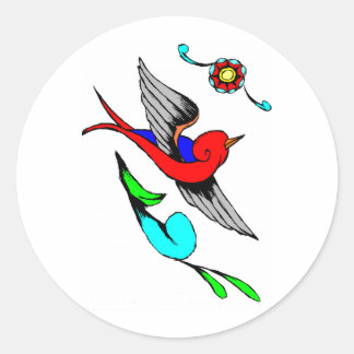 Vintage Sparrow Tattoo Classic Round Sticker
