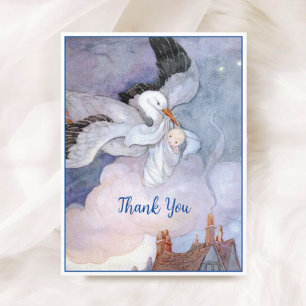 Vintage Special Delivery Stork Baby Shower Thank You Card