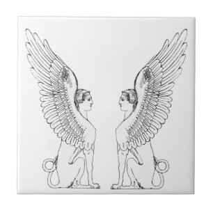 Vintage Sphinx illustration Ceramic Tile