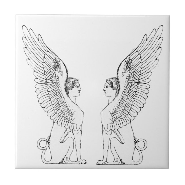 Vintage Sphinx illustration Ceramic Tile (Front)