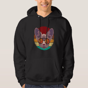 Vintage Sphynx Face Cat Retro Kitten Eighties Styl Hoodie