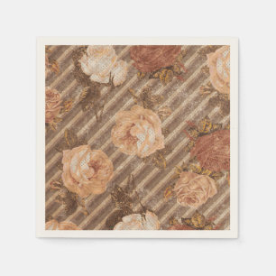 Vintage Spice Copper Rose   Peach and Burnt Orange Napkin