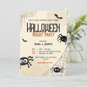 Vintage Spider Web Halloween Night Party Spooky Invitation