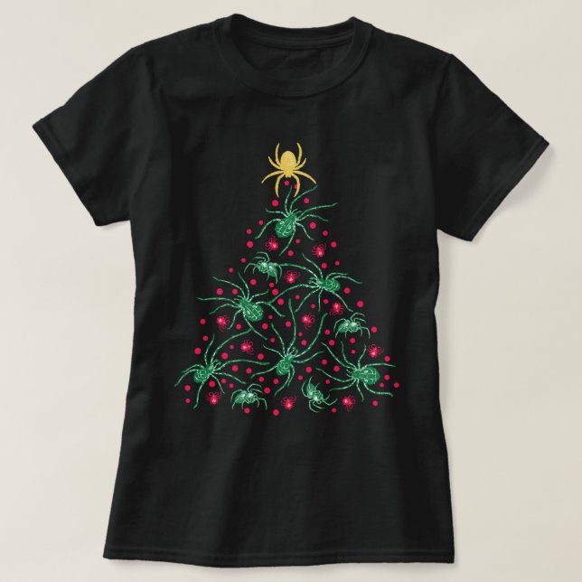 Vintage Spiders Christmas Tree T-Shirt (Design Front)
