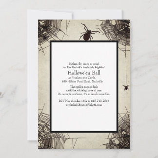 Vintage Spiderweb Chalkboard Halloween Party Invitation