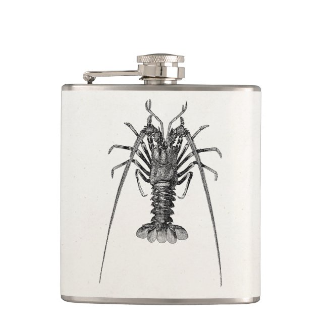 Vintage Spiny Lobster Personalised Template Hip Flask (Front)