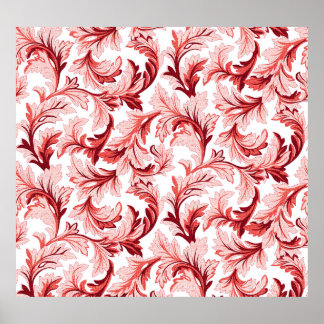 Vintage spiral baroque leaves, decorative. poster