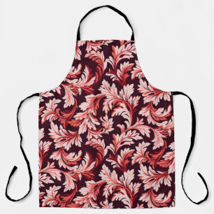 Vintage Spiral Baroque Leaves, Textured. Apron