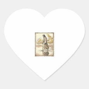 Vintage Spiritual Water Walk Engraving Heart Sticker