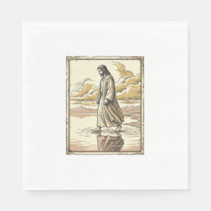 Vintage Spiritual Water Walk Engraving Napkin