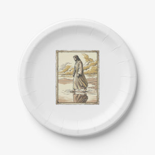 Vintage Spiritual Water Walk Engraving Paper Plate