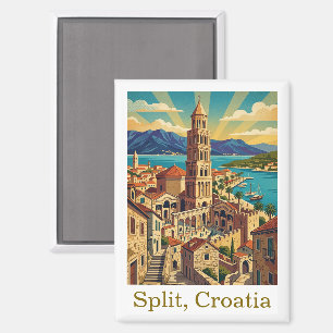 Vintage Split Croatia Dalmatia Travel Magnet