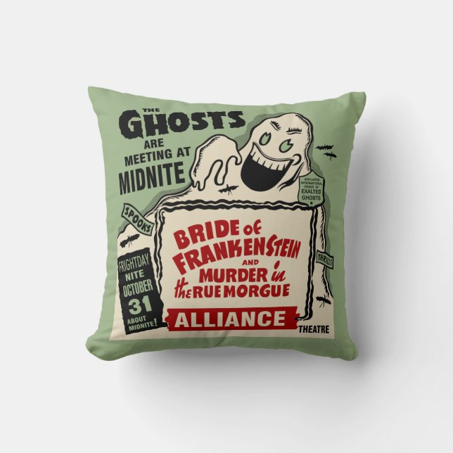 Vintage Spook Show Poster Art - Ghosts at Midnight Cushion (Front)