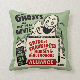 Vintage Spook Show Poster Art - Ghosts at Midnight Cushion