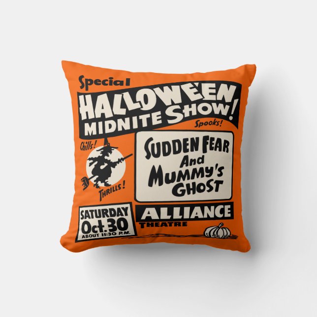Vintage Spook Show Poster - Halloween Midnite Show Cushion (Front)
