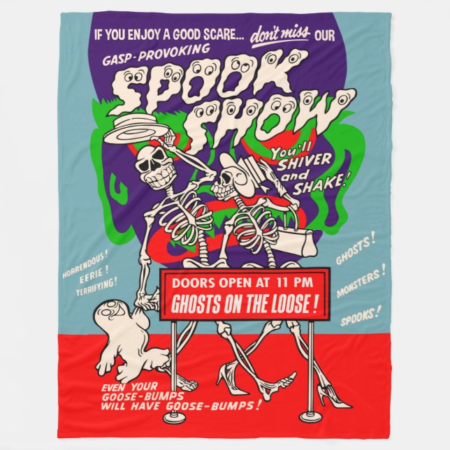 Vintage Spook Show Poster Large Fleece Blanket (Front)