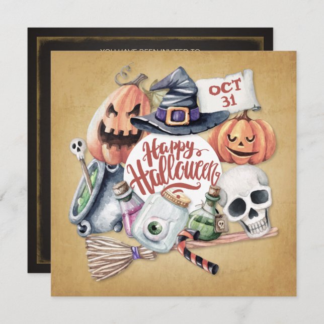 Vintage Spooktacular Halloween Party | Invitation (Front/Back)