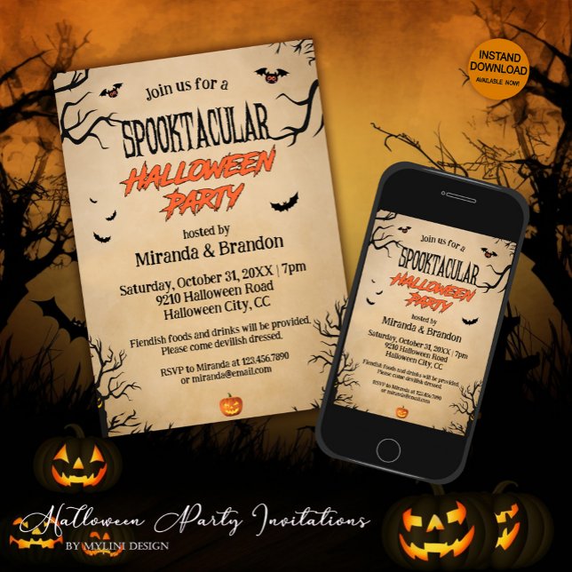 Vintage Spooktacular Halloween Party Invitation (Creator Uploaded)