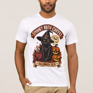Vintage Spooky Brew Coffee Moroccan  Black Cat Tee