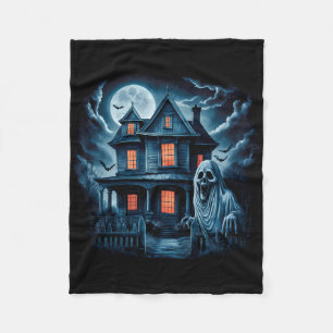 Vintage Spooky Ghost House Dark Horror Halloween C Fleece Blanket