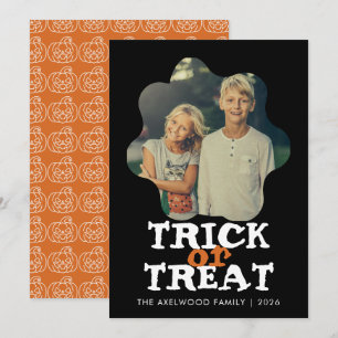 Vintage Spooky Ghost Pumpkin Pattern Halloween Holiday Card