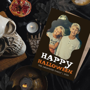 Vintage Spooky Ghost Pumpkin Pattern Halloween Holiday Card