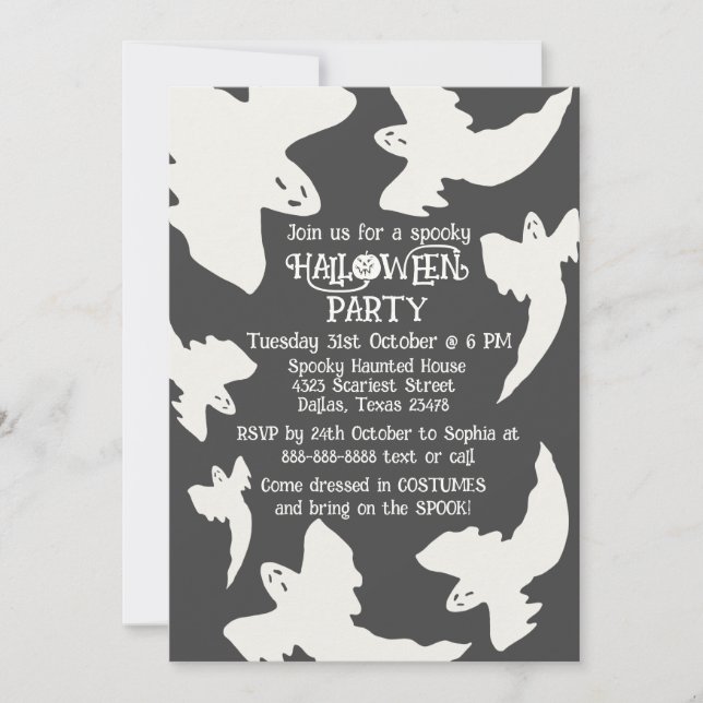 Vintage Spooky Ghosts Halloween Party Invitation (Front)