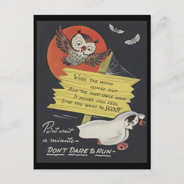 Vintage Spooky Halloween 9 Postcard (Front)