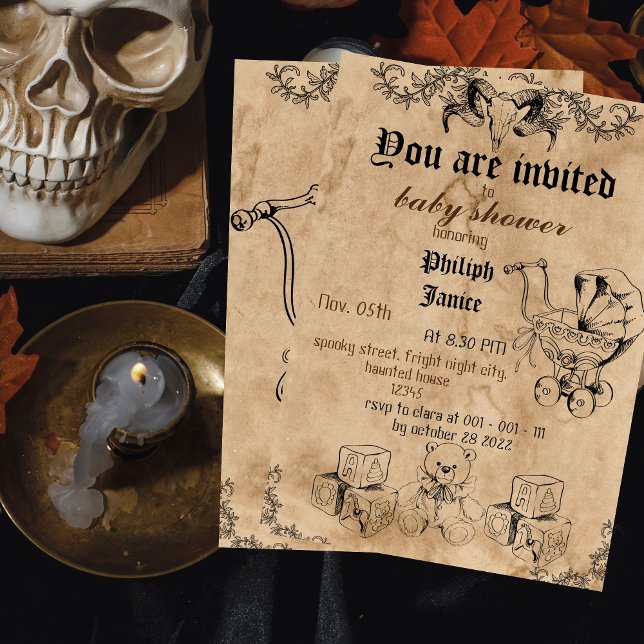 vintage spooky, halloween baby shower invitation (Creator Uploaded)