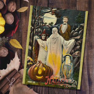 Vintage Spooky Halloween Costumes Postcard