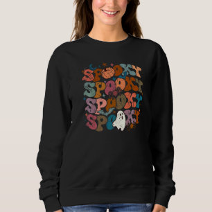 Vintage Spooky Halloween Groovy Flower Cute Ghost  Sweatshirt