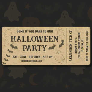 Vintage Spooky Halloween Party Ticket Invitation