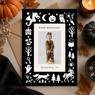 Vintage Spooky Halloween Photo Foil Holiday Card
