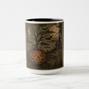 Vintage, spooky Halloween pumpkin/ghost Mug