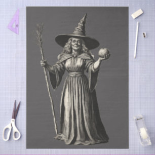 Vintage Spooky Halloween Witch Tissue Paper