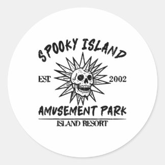 Vintage Spooky Island Est 2002 Amusement Park Isla Classic Round Sticker